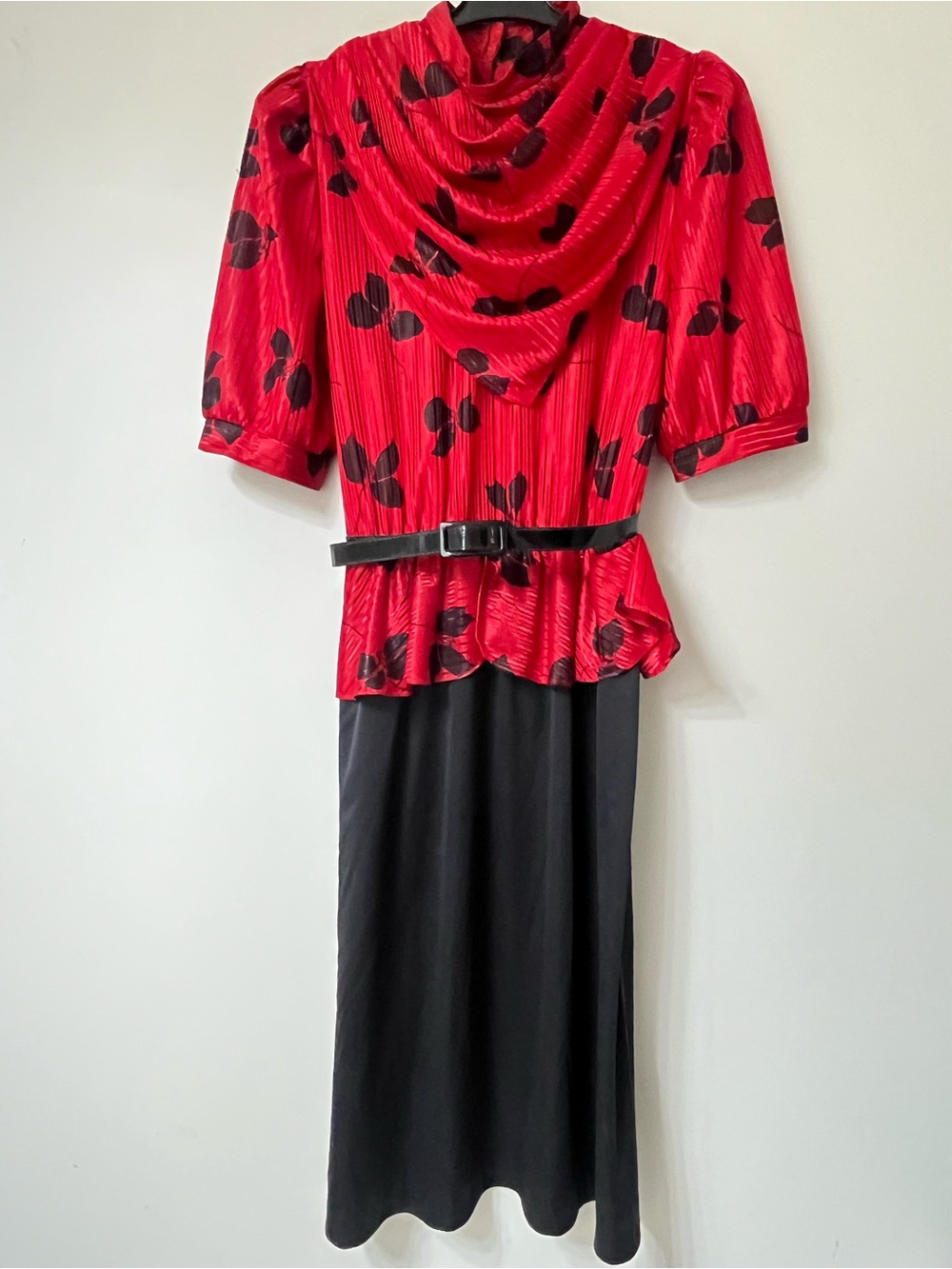 Vintage 80s David Bradley Fashions Peplum Midi Dress